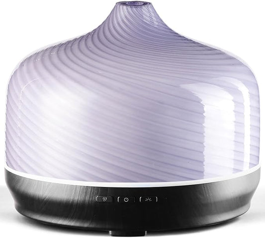 Porseme 500ml Glass Essential Oil Diffuser Aromatherapy Ultrasonic Cool Mist Humidifier 15-21 Running Hours Waterless Auto-Off Air Diffusers for Sleeping Yoga Office Working Spa and Rest (Pure Purple)