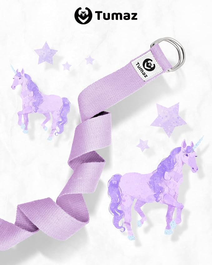 Tumaz Yoga Strap/Stretch Bands [15+ Colors, 6/8/10 Feet Options] with Extra Safe Adjustable D-Ring Buckle, Durable and Comfy Delicate Texture - Best for Daily Stretching, Physical Therapy, Fitness