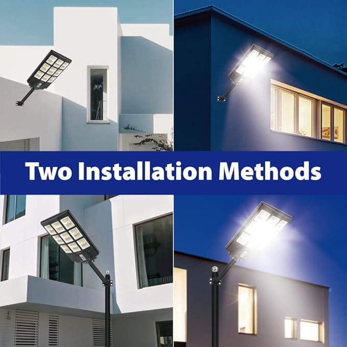 4200W Solar Street Lights Outdoor Motion Sensor, Dusk to Dawn Solar Flood Lights Super Bright 7000K Security Lights IP66 Waterproof Solar Powered for Parking Lot, Street, Yard(2 Pack)