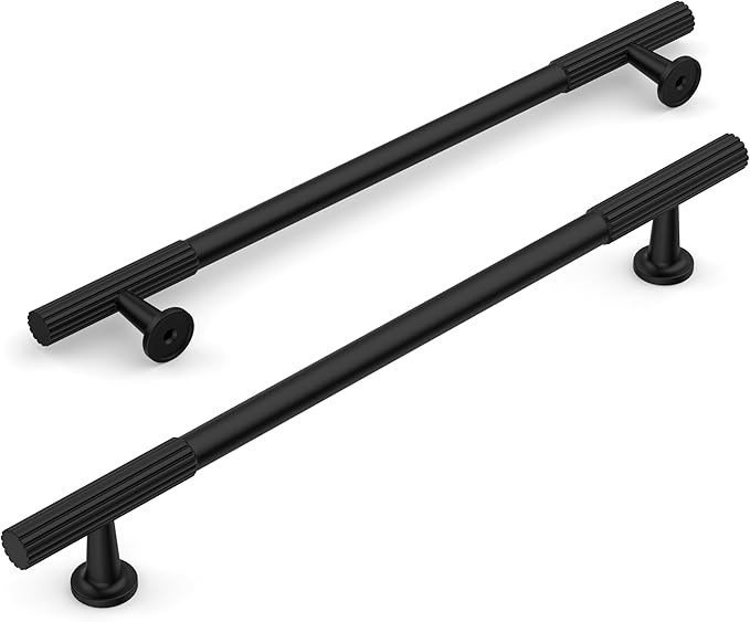Amerdeco 10 Pack Matte Black Cabinet Pulls 10 Inch(254MM) Hole Centers Kitchen Cabinet Handles Hardware for Cabinets Cupboard Handles Drawer Pulls ZH0071