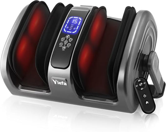 Shiatsu Foot Massager with Heat, Feet Massager for Neuropathy, Plantar Fasciitis and Pain Relief, Deep Kneading and Rolling Massage for Feet/Calf/Leg/Ankle,Gifts for Women Men, Grey