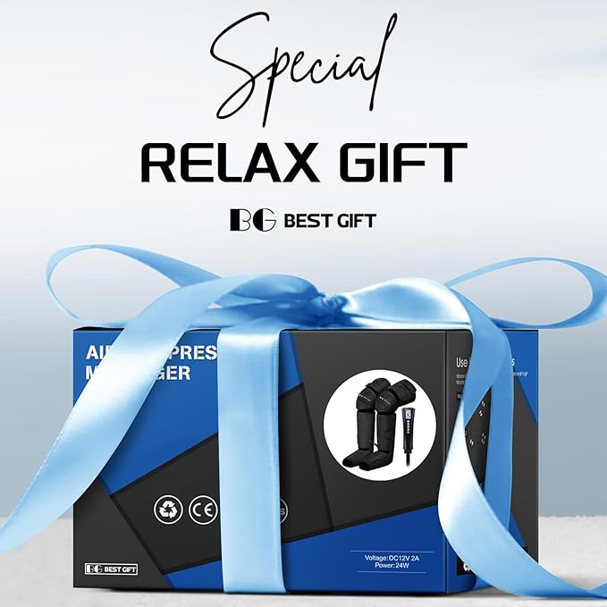 Bestgift Christmas Gifts for Men, Women, Mom, Dad, Mother's Day, Father's Day, Air Compression Massager with Heat for Foot, Leg, Calf, Thigh, Knee, Helpful for Muscle Fatigue, Cramps, Swelling, Edema