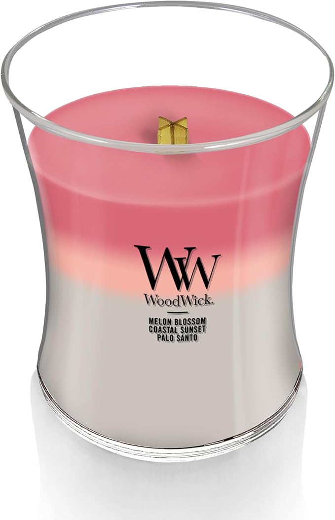 WoodWick Medium Hourglass Candle Shoreline Trilogy Scent 9.7oz Crackles as it burns Premium Soy Blend Perfect for gifting