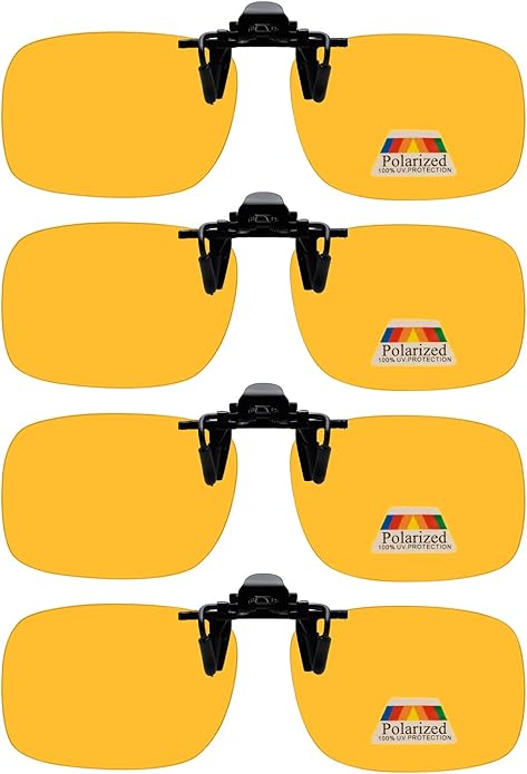 Eyekepper 4 Pack Flip-up Clip-On Sunglasses 59x39 MM Metal Wear Over Glasses