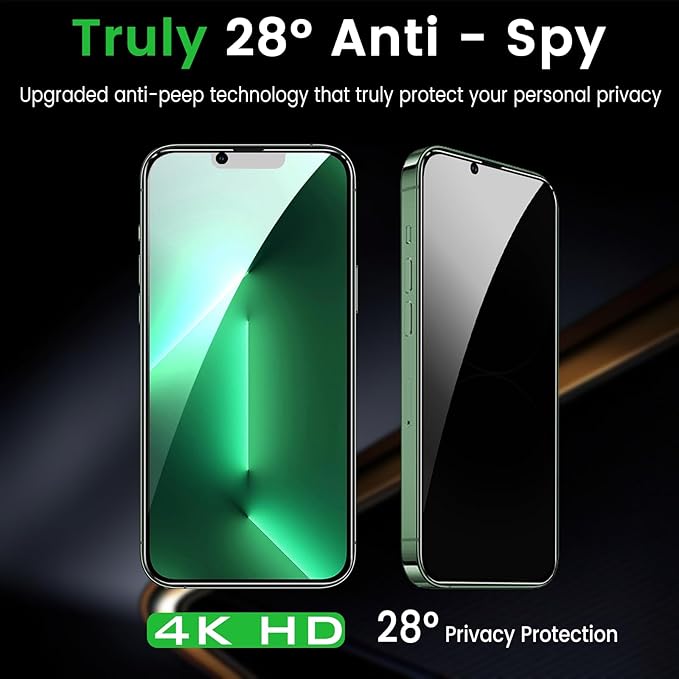 3 Pack Privacy Screen Protector for iPhone 13 Pro Max 6.7 Inch with 3 Pack Camera Lens Protector, Anti Spy Tempered Glass Film, Anti-Scratch, Touch Sensitive, Case Friendly