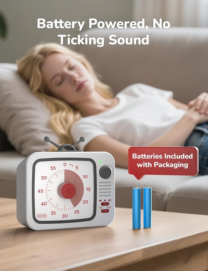 LIORQUE Visual Timer for Kids, 60-Minute Countdown Timers for Classroom Office Kitchen with Silent Operation, Kids Timer for Teaching with Cute Design