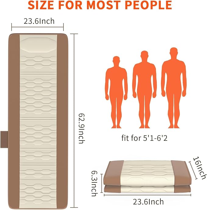 Full Body Massage Mat with Heat, Back Massager for Pain Relief Deep Tissue, Back Massage Pad with Lumbar Support Traction，Pillow-Free, 10 Vibration Motors & 5 Massage Modes, 2 Heating Pads for Back