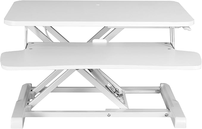VIVO 26 inch Desk Converter, K Series, Height Adjustable Sit to Stand Riser, Dual Monitor and Laptop Workstation with Keyboard Tray, White, DESK-V026KW
