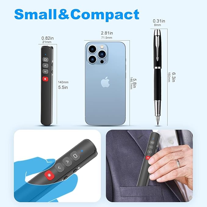 Presentation Clickers for PowerPoint Presentations, [2 in 1 USB C/A] PowerPoint Clicker Wireless Presenter, Presentation Pointer PPT Slide Clicker Remote Control for Mac, Computer
