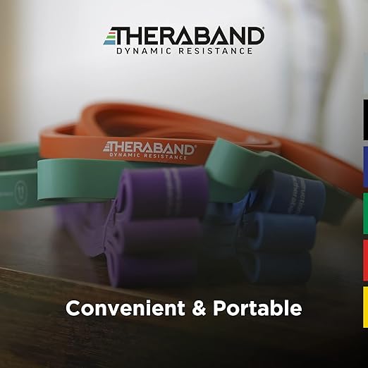 THERABAND High Resistance Band, Elastic Super Bands for Improving Flexibility, Injury Rehab, & Full Body Workouts, Heavy Duty Stretch Bands for Powerlifting, Light, Red, 15 lbs. Resistance