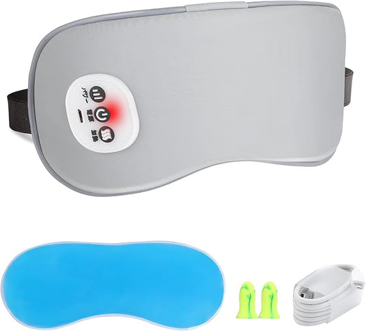 Wireless Heated Eye Massager with Cooling Eye Pad, Vibrating Heating Sleeping Mask for Men Women Kids -USB Charing Heated Eye Mask Electric for Dry Eyes, Relax,Travel