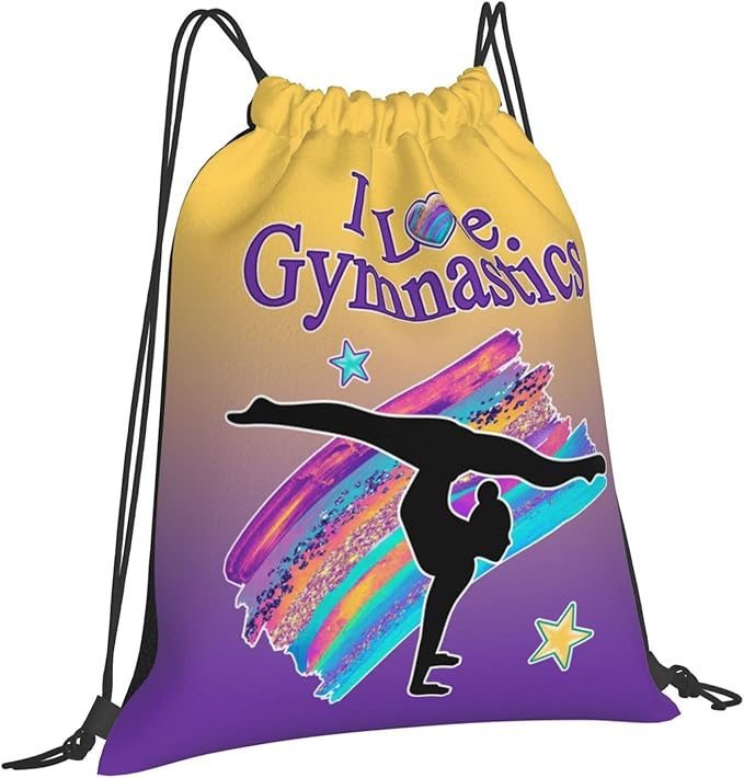 Gymnastics Drawstring Bags For Women Gymnast Drawstring Backpack Water Resistant String Bag Sports Gym Bag