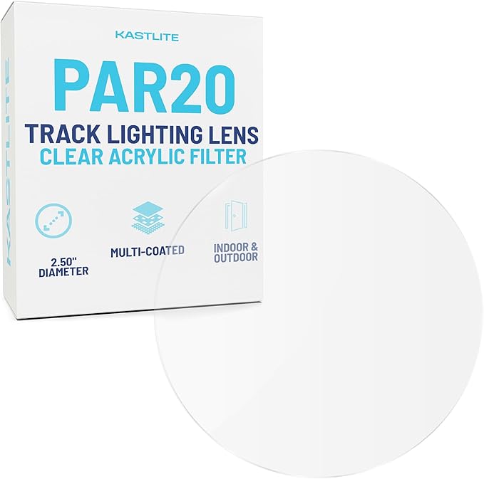 KastLite Clear Acrylic Lens Filter for Halo Track Lighting | Track Light Head - Adjust The Color of Your Lighting | Select Lens Sizes - PAR 20 Bulb for Spotlight Fixtures