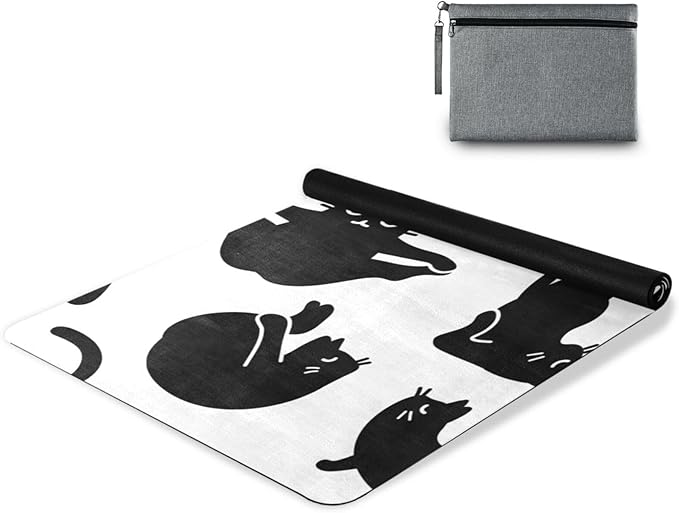 Cute Chubby Frog Yoga Mat, 71 x 26 Inch Non-slip Yoga Mats Folding Travel Exercise Mat Indoor Outdoor Gym Pilates with Storage Bag for Women Men