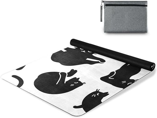 Cute Chubby Frog Yoga Mat, 71 x 26 Inch Non-slip Yoga Mats Folding Travel Exercise Mat Indoor Outdoor Gym Pilates with Storage Bag for Women Men