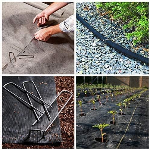 8'' 8 Gauge Heavy Duty Garden Landscape Staples, 125 Pack Anti-Rust Galvanized Garden Stakes, U-Shaped Lawn Sod pins for Anchoring Weed Barrier and Landscape Fabric, Netting
