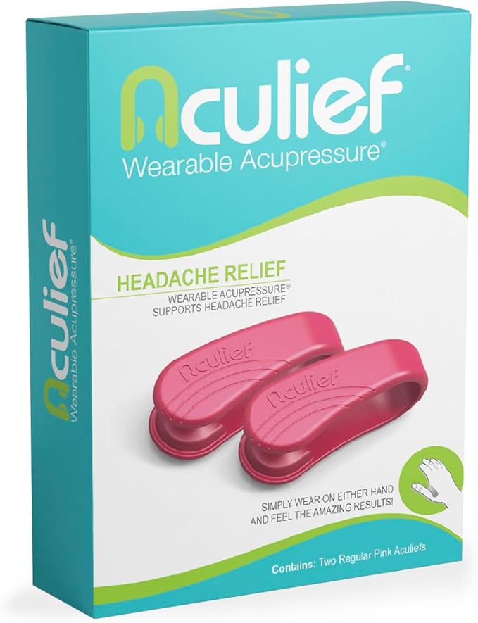 Aculief Acupressure Hand Clip - Stress Management & Hand Pressure Point Support - Portable Comfort & Thumb Pressure Point Clip - Regular, Pink, Pack of 2