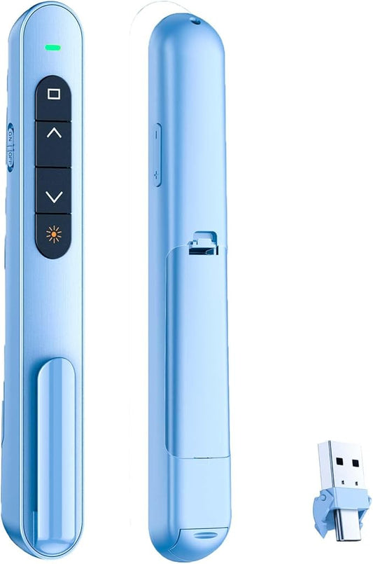 QUI Presentation Clicker for PowerPoint, RF 2.4GHz USB C Wireless Presenter Remote with Volume Control, PowerPoint Clicker Slide Advancer for Mac, Windows, Laptop, Keynote