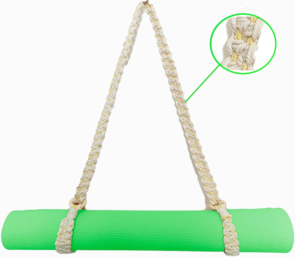 kiido Macrame Yoga Mat Carrying Strap [MAT NOT Included], Hand Woven Multi-use Strap/Carrier for Your Yoga Mat, Exercise Mat