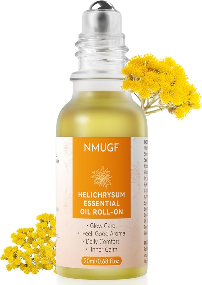 Helichrysum Essential Oil Roll On 20ml - Natural Helichrysum Oil Blend Roller for Aromatherapy & Skin Vitality, Massage, Happy, Relaxation, Stress Relief, Skin Care