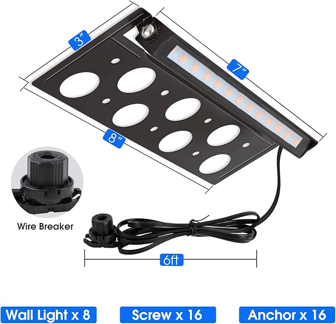 Energetic 7 Inch Retaining Wall Lights, Outdoor LED Step Lights, 4W Low Voltage Landscape Lighting, Waterproof Hardscape Lighting, 12V-24V AC/DC, 3000K Warm White, with Wire Breakers, FCC, 8 Pack