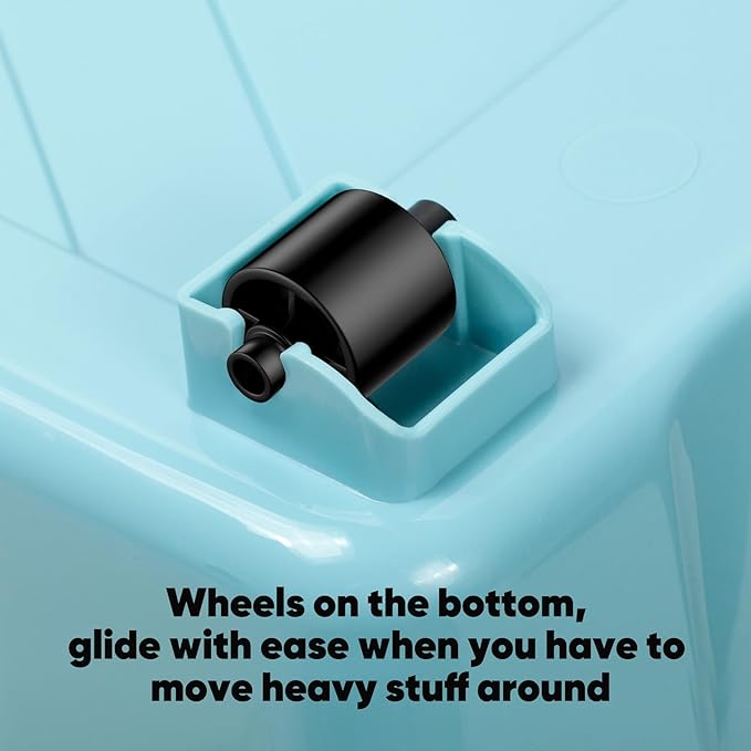 Nazhura 97 Quart Plastic Storage Bin, Blue Stackable and Nestable Storage Boxes with White Lids and Secure Latching Buckles, Large Storage Container, 97 Qt-4 Pack (Blue, 97Quart-4Pack)