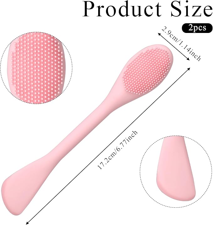 2 Pcs Silicone Face Mask Brush Applicator 2 in 1 Soft Bristle Face Scrubber Beauty Tool Portable Facial Cleansing Brush Applicator for Mud Clay Charcoal Mixed Mask DIY Modeling Mask Body Lotion