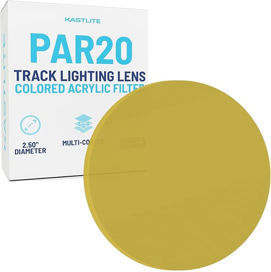KastLite Yellow Acrylic Lens Filter for Halo Track Lighting | Track Light Head - Adjust The Color of Your Lighting | Select Lens Size - PAR 20 Bulb for Spotlight Fixtures
