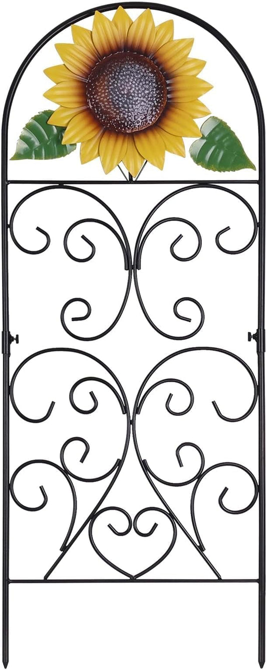 hogardeck Garden Decor for Outside, 34" Sunflower Decorative Garden Stakes for Spring Outdoor Decor, Rustproof Metal Trellis for Climbing Plants Porch Patio Lawn Yard Art