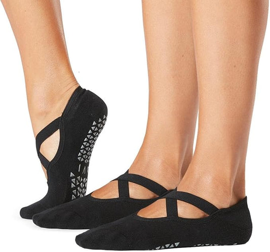 TAVI NOIR Chloe Fashion Criss-Cross Grip Socks for Barre, Pilates and Yoga