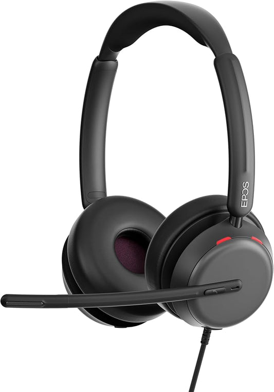 EPOS IMPACT 860 ANC Double-Sided Wired Headset with Active Noise Cancellation, USB C and USB A, Super Wideband, Lightweight, Comfortable Fit, Microsoft Teams & Zoom Compatible for Office & Remote Work