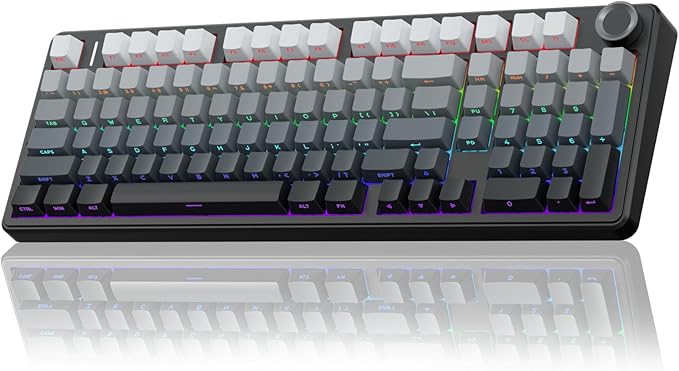 AULA F99 Pro Wireless Mechanical Keyboard with Knob,Gasket Structure,Tri-Mode BT5.0/USB-C/2.4GHz Hot Swappable Keyboard,Creamy Sound,RGB Backlit PBT Keycaps Computer Gaming Keyboards