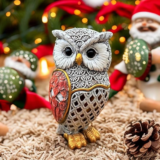 Solar Garden Decor Owl Statues Figurine,Solar Hollow Out Waterproof Lantern for Patio Balcony Yard Lawn,Home Decor,Mother's Day Birthdays Gifts for Mom Grandma Women-3.35" (W) x 5.9" (H)