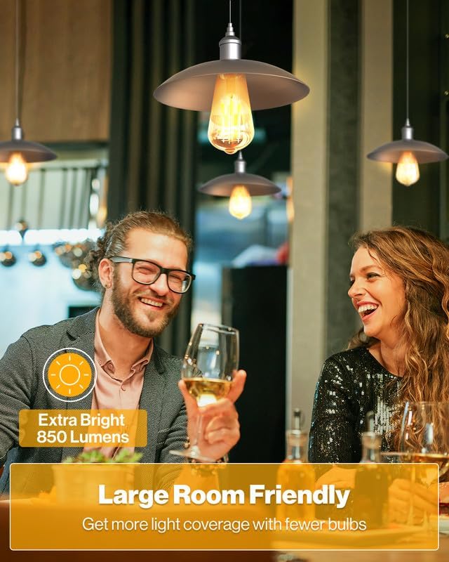 Sunco 16 Pack Dusk to Dawn Indoor Residential Vintage LED Edison Bulbs 75W Equivalent 7W, 850 Lumens Non-Dimmable ST58 Filament, ST18, 2700K Soft White, E26 Medium Base 120V Clear Glass Light Bulbs