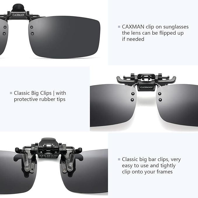 Polarized Clip-on Flip Up Metal Clip Rimless Sunglasses for Prescription Glasses