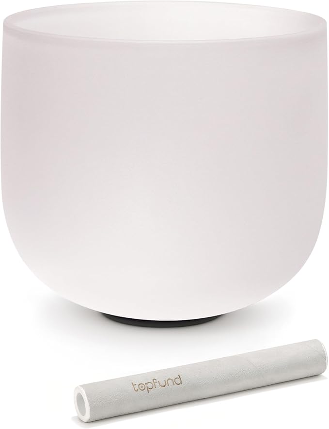 TOPFUND 10 inch G Note 440hz Quartz Crystal Singing Bowl Throat Chakra Meditation Sound Healing