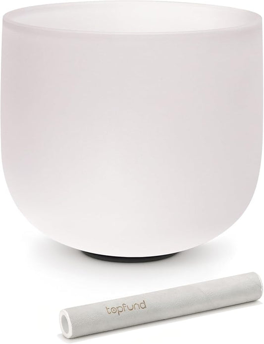 TOPFUND 10 inch G Note 440hz Quartz Crystal Singing Bowl Throat Chakra Meditation Sound Healing