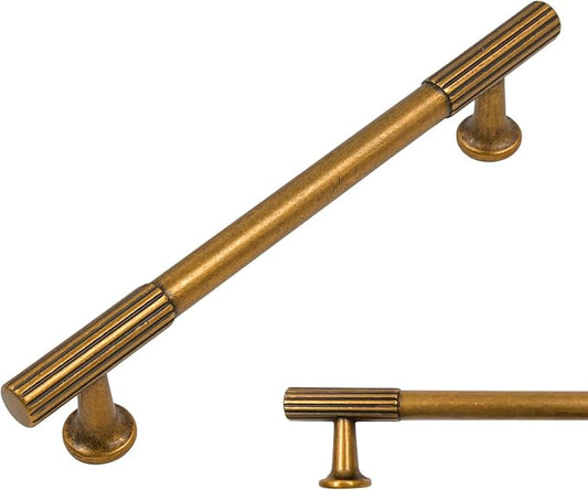 Amerdeco 10 Pack Antique Brass Cabinet Pulls 5 Inch(128MM) Hole Centers Kitchen Cabinet Handles Hardware Kitchen Handles for Cabinets Cupboard Handles Drawer Pulls ZH0071