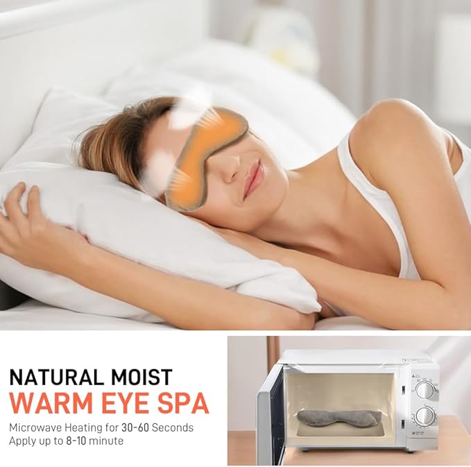 Heated Eye Mask, Microwaveble Moist Heat Eye Compress Warm Eye Mask for Dry Eyes, Weighted Eye Mask for Itchy Eyes, Stye, Sleeping, Relaxation, Therapy(Grey)