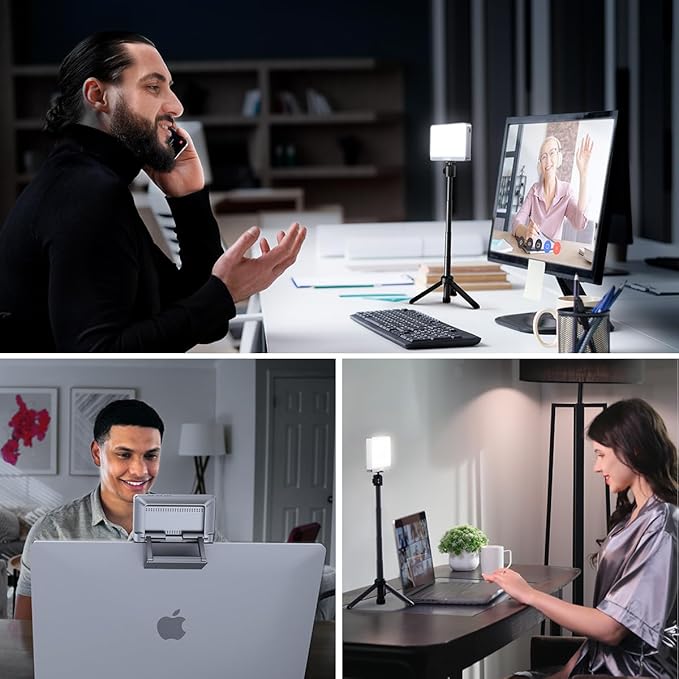 1Unit LitONES Zoom Lighting for Computer, 30 Light Modes, Portable Video Conference Lighting for Laptop, Ring Light for Desk, Zoom Call, Video Call, Video Conferencing, Remote Working Space Gray