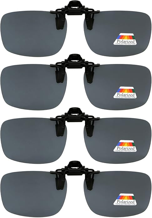 Eyekepper 4 Pack Flip-up Clip-On Sunglasses 59x39 MM Metal Wear Over Glasses