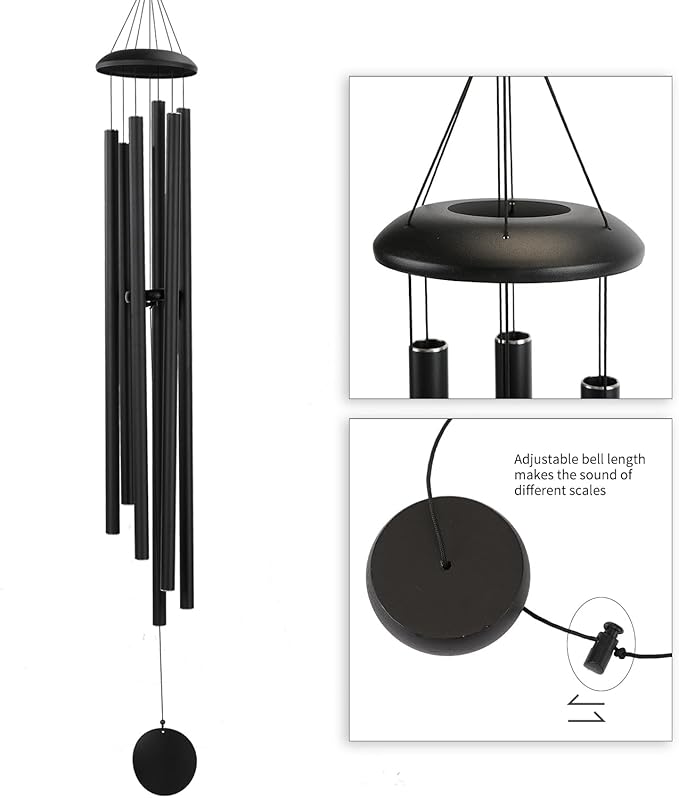 Large 50" Wind-Chimes-Outdoor-Deep-Tone, Soothing Melodic Tones Windchimes, Wind Chimes for Outside, Black Memorial Wind Chime Best Gift for Mom Women Grandma Neighbors