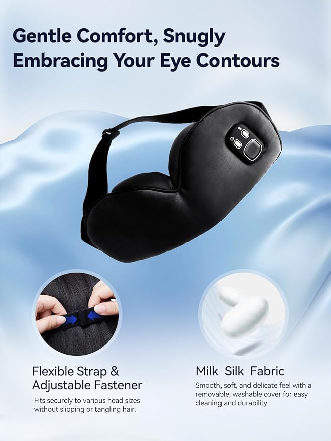 Heated Eye Mask - Cordless Eye Mask for Dry Eyes, Silk Sleeping Mask for Eye Relief, Washable Eye Heating pad for Travel