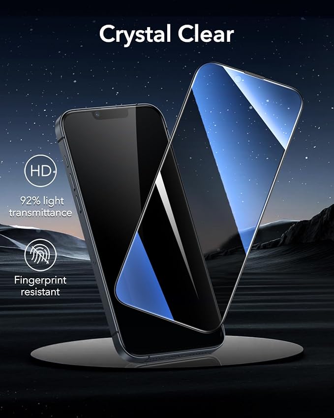 ESR 3 Pack 9H+ Glass for iPhone 16e/ iPhone 14/ iPhone 13/13 Pro Privacy Screen Protector, [Military Grade Shatterproof & Longest Durable] Armorite Anti-spy Tempered Glass with UltraFit Tray