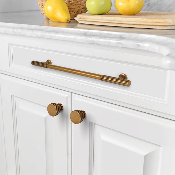 Amerdeco 10 Pack Antique Brass Cabinet Pulls 10 Inch(254MM) Hole Centers Kitchen Cabinet Handles Hardware for Cabinets Cupboard Handles Drawer Pulls ZH0071