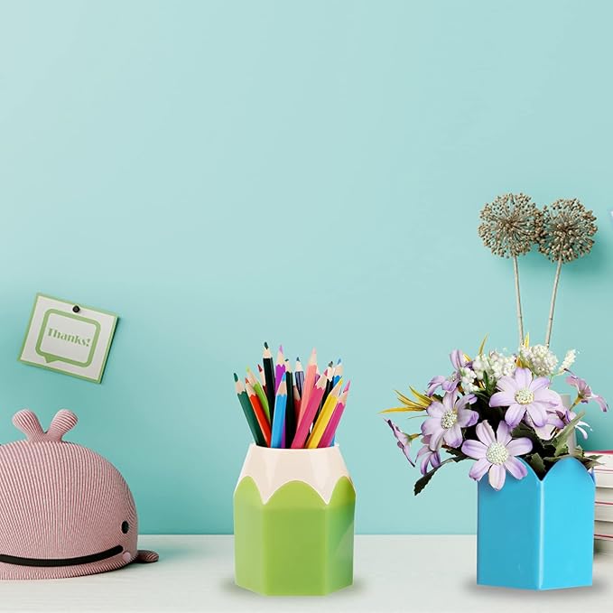 4 Pieces Pencil Shaped Pen Holders,Pencil Storage Organizer,Cute Desktop Pen Cup,Makeup Brush Container,Pencil Pot,Cartoon Stationery Rack,Creative Stationery Storage,for Office Home Decoration