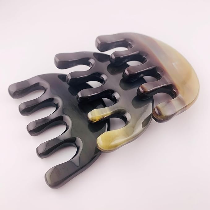 Gua Sha Comb – Natural Buffalo Horn Scalp Massage Comb for Hair Gua Sha and Stimulation, Gua Sha Brush Scalp Massager Tool with Combed Tooth Edge for Head Spa and Scalp Care