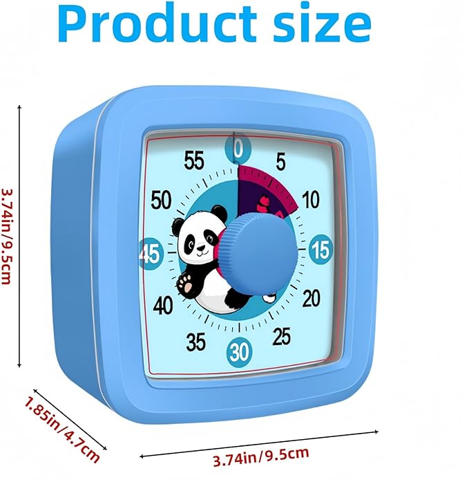 Visual Timer for Kids and Adults, 60-Minute Countdown Timer for Classroom & Kitchen, Desk Timer for Study, Time Manager Tool for Kids with Cute Cartoon