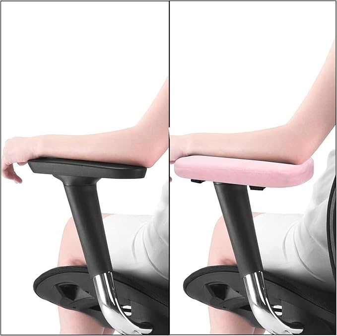 MOSISO Chair Armrest Pads (2 Pack), Memory Foam Home/Office Chair Arm Rest Covers Comfy Computer Gaming Elbow Cushion Removable Washable Elbow Support Forearm Pressure Relief, Pink