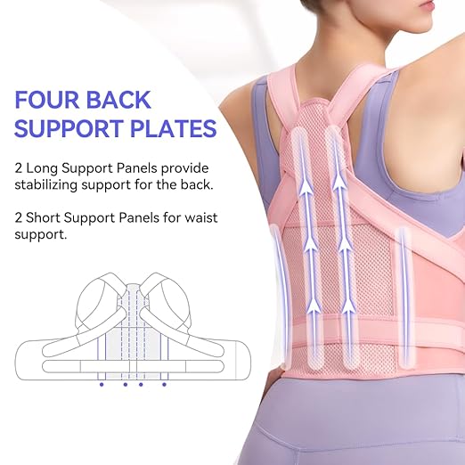 Fit Geno Back Brace Posture Corrector for Women and Men, Shoulder Straightener, Adjustable Full Back Support, Upper and Lower Back Pain Relief - Scoliosis, Hunchback, Hump, Thoracic, Spine Corrector (Multicolor, Small)